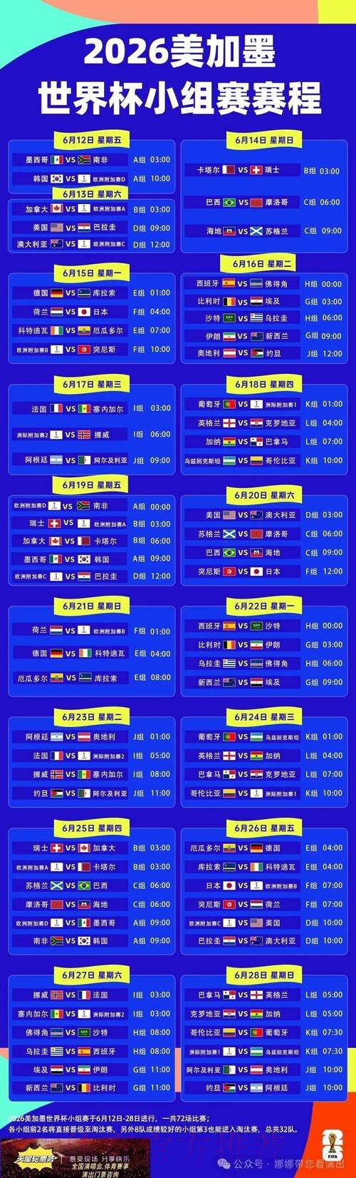 2026世界杯赛程今日最新时间表查询入口 2026世界杯赛程今日最新时间表查询入口